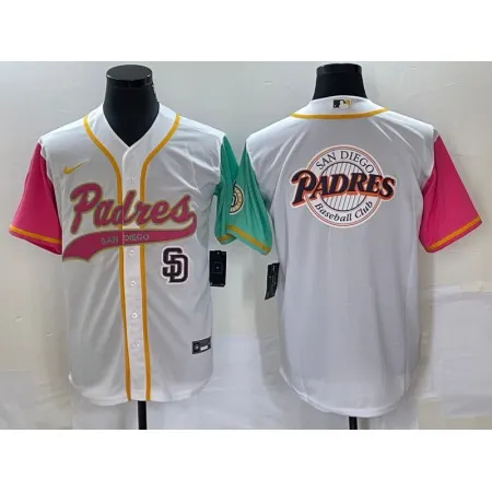 Men's San Diego Padres White Team Big Logo City Connect Cool Base With Patch Stitched Baseball Jersey 5ECP
