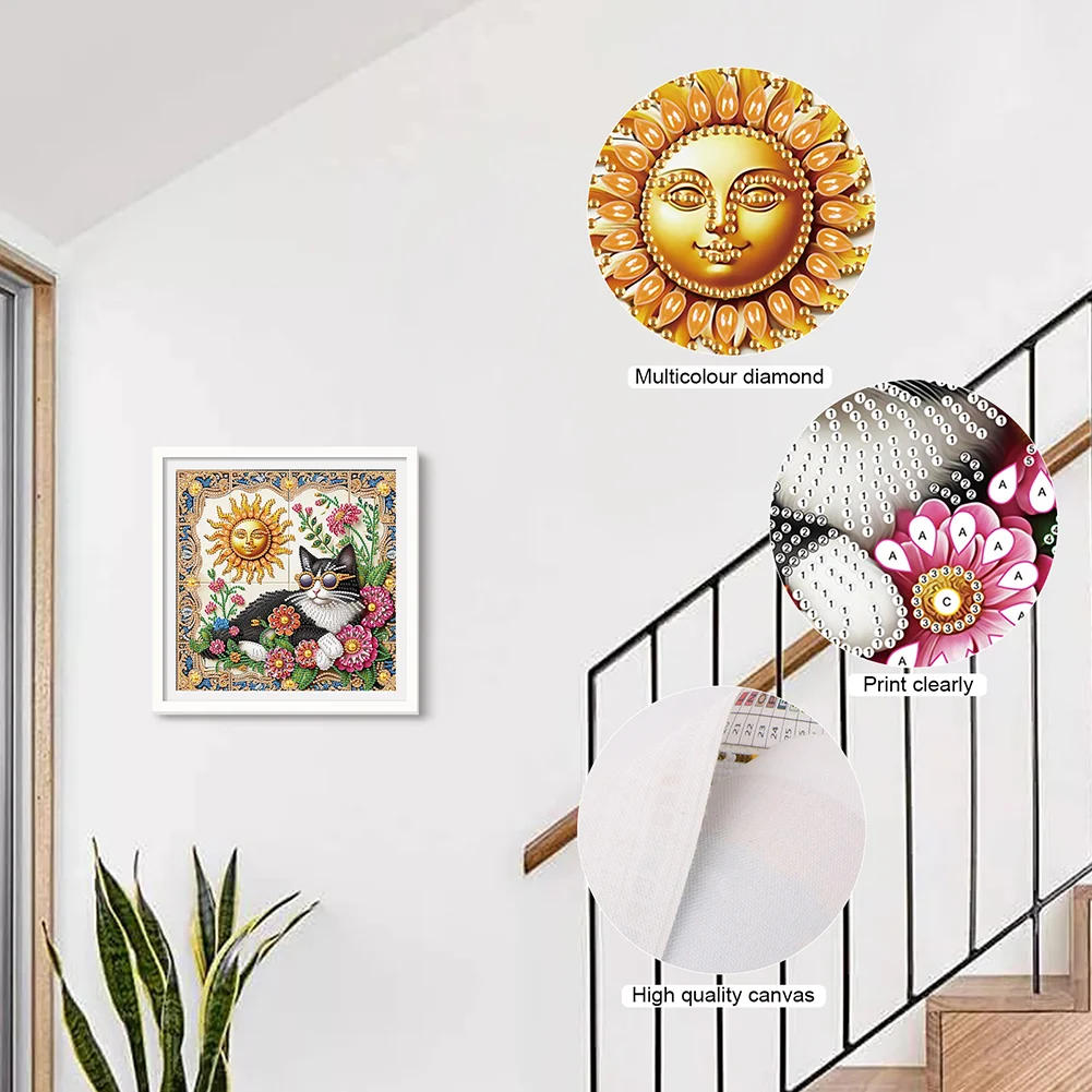 Diamond Painting - Partial Special Shaped Drill - Sun Cat(Canvas|30*30cm)