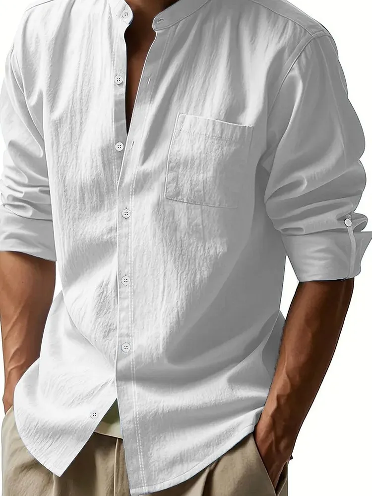 Classic Men's Button Down Shirt Featuring Chest Pocket