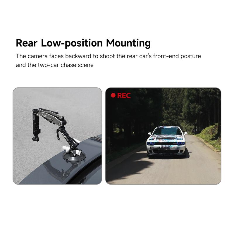 Product Introduction of MOVMAX Blade Arm Car accessories Camera Phone Suction Mount Camera Shock Mount  for phone camerasfor DJI Pocket 3. Insta 360. and GoPro 10