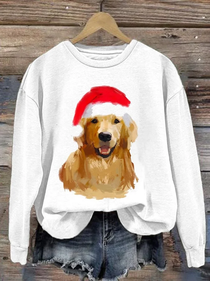 Women's Christmas Dog Long Sleeve Sweatshirt