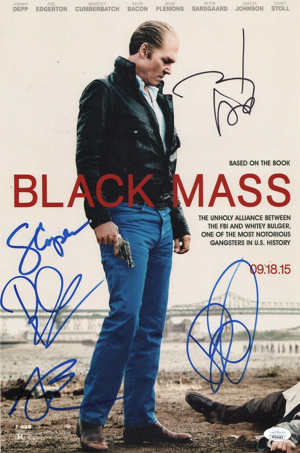 BLACK MASS Cast (x5) Authentic Hand-Signed JOHNNY DEPP