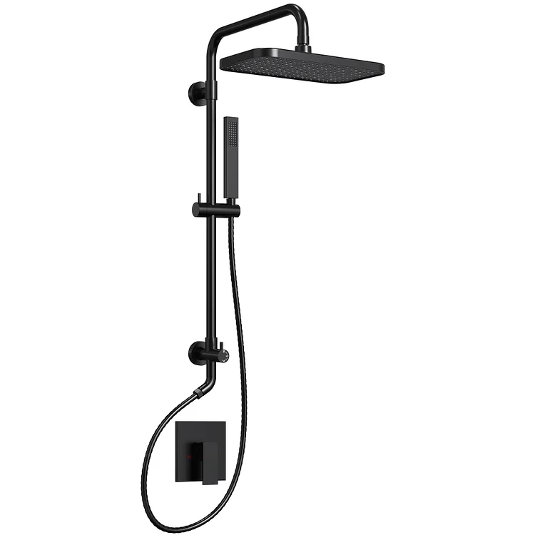 SFS-1097-BK9 The EVERSTEIN Square Pressure Balance Valve Shower Faucet Matte Black