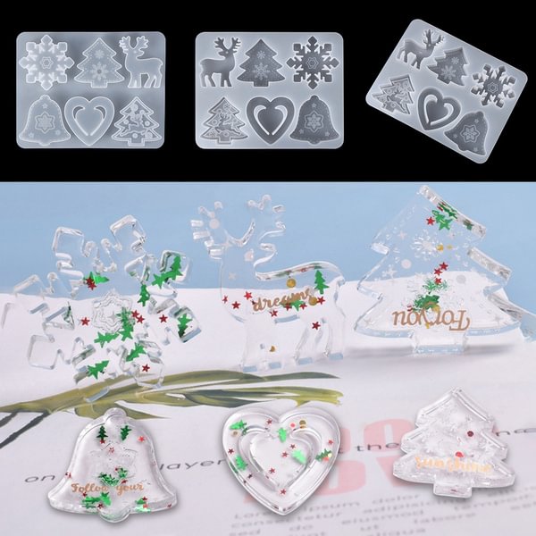 1PC Silicone Mold Festival Supplies Merry Christmas Resin Pendant Jewelry Making Tools Xmas Tree Molds Hanging Tags