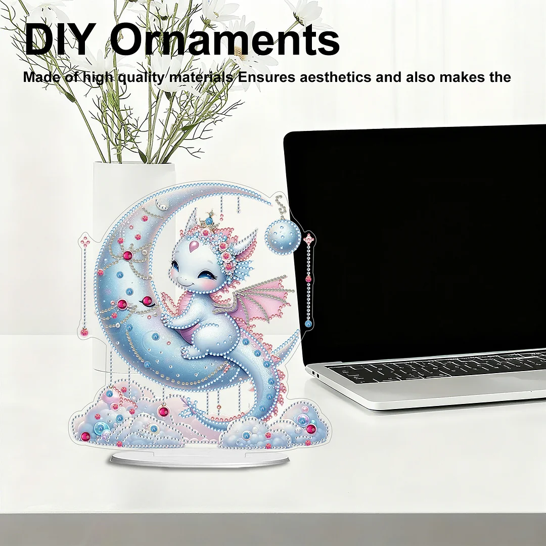 2D Flat DIY 5D DIY Diamond Art Tabletop Ornament Kit for Home Decor (Dinosaur)