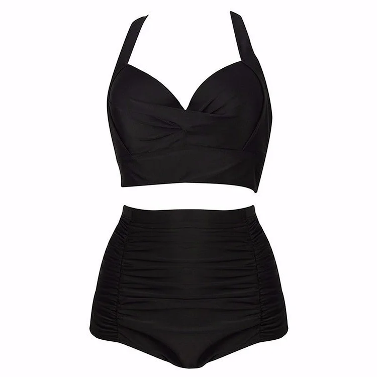 Women Plus Size Swimwear Bikinis Sexy Retro High Waist Push-up Bikini Split Swimsuit for Women