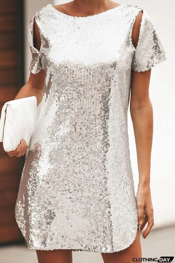 The Gianna Sequin Cut Out Shift Dress