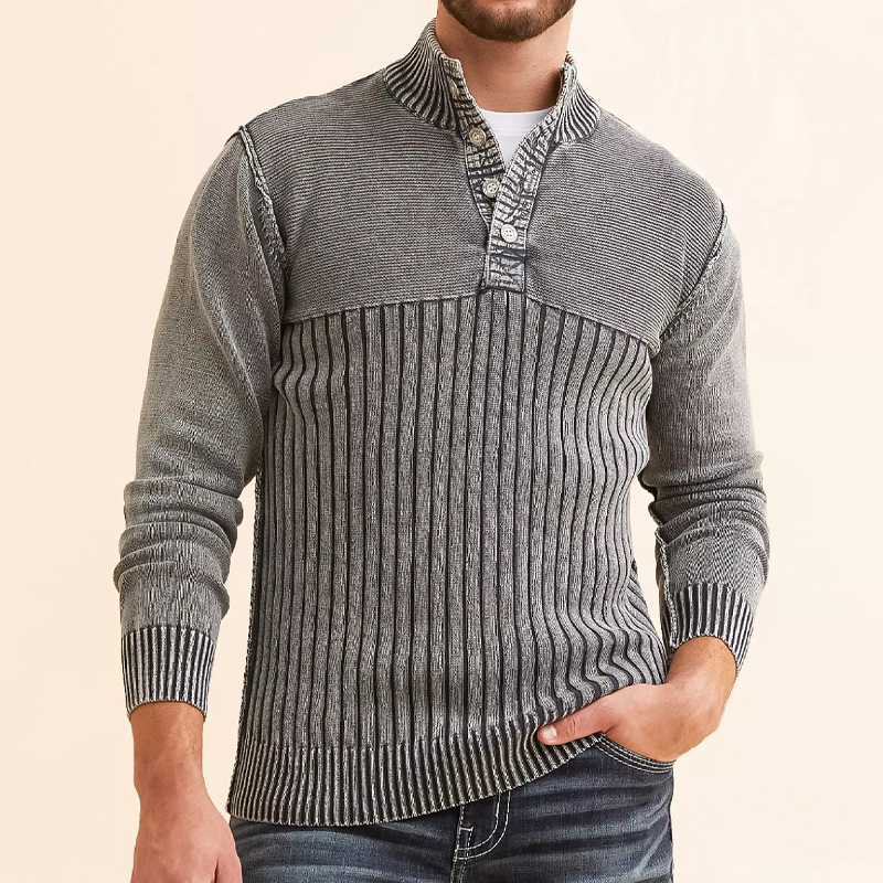 Men's Warm Washed Henley Sweater