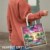 Stream Dawn Scene DIY Diamond Painting Tote Bag with Round Drill Rhinestones 35x40cm for Women Casual Shopping Travel Gift