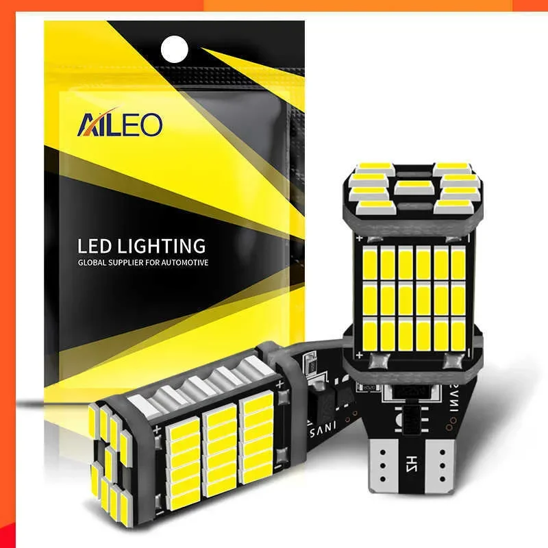 New AILEO 2PCS T15 W16W 921 912 T16 902 LED Bulbs High Power 45pcs 4014SMD Super Bright 1200LM Replace For Car Reversing