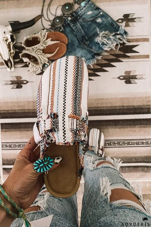 Fringed Serape Slip-on Slipper