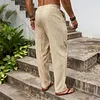 2026 Summer Breathable Cotton Linen Men's Long Trousers, Loose Fit, Casual Sports Linen Straight Leg Pants by Inlyline