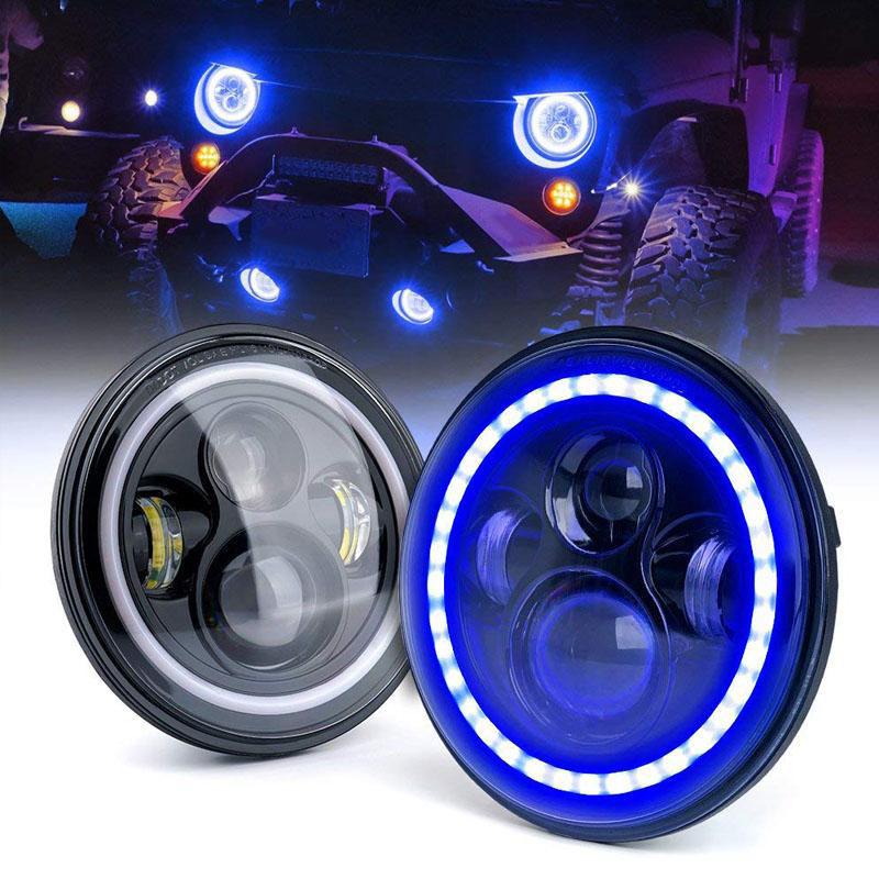 7" CREE Jeep Wrangler Blue Halo LED Projector Headlights for JK/TJ/CJ/LJ