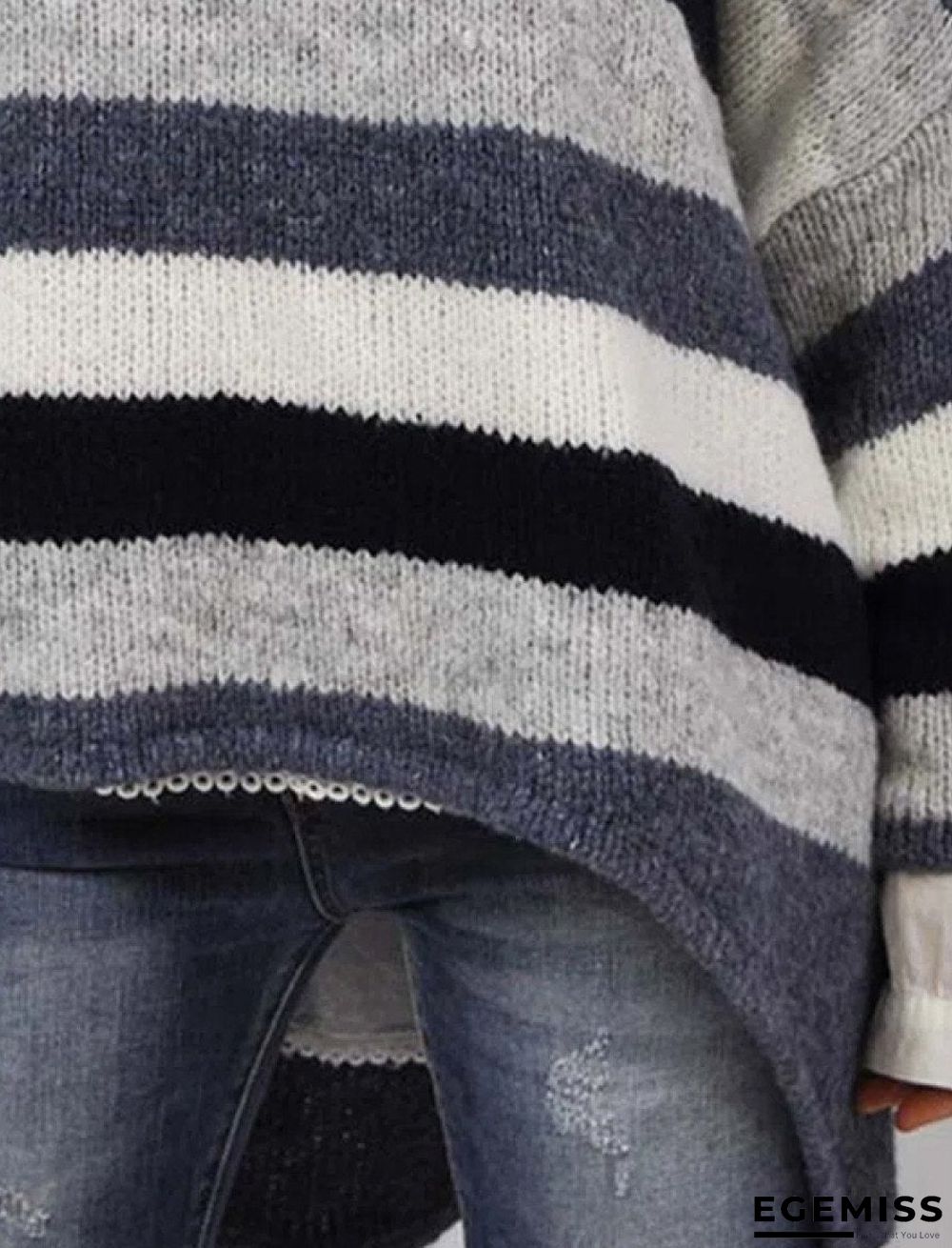 Casual Color Matching Crew Neck Long Sleeves Sweater | EGEMISS