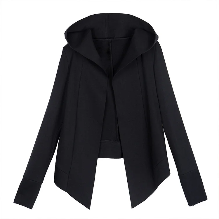 Dark Style Hooded Long Sleeve Cape Jacket