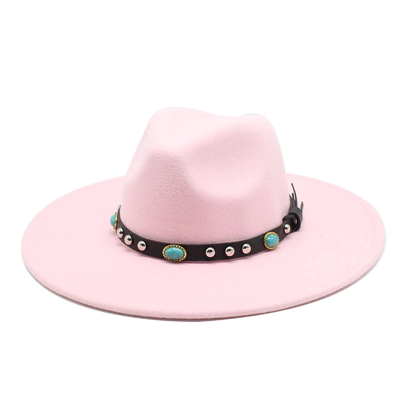 Classic Panama Autumn And Winter Men And Women Denim Woolen Hat New Big Brim Hat