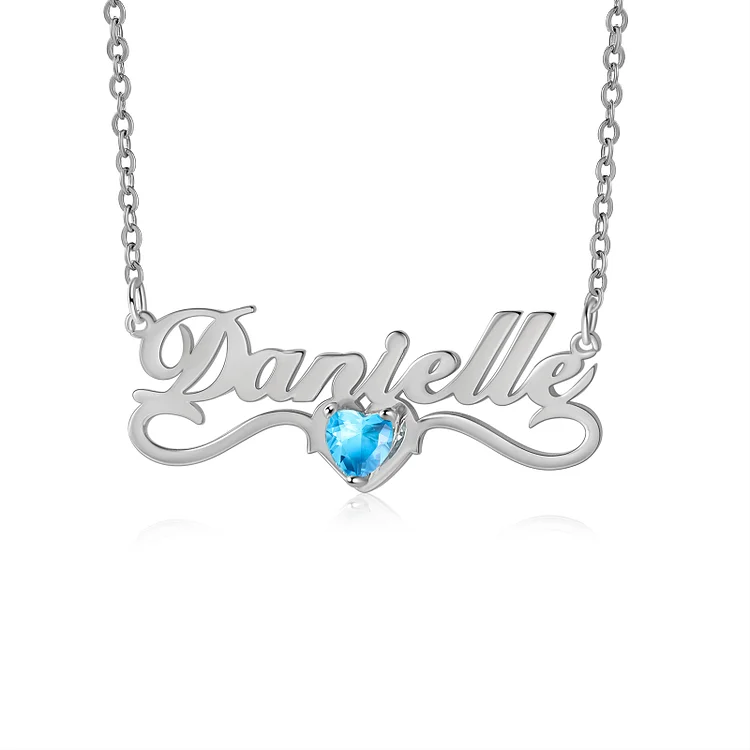 Personalized Name Necklace With 1 Birthstone Pendant Engraved Names Gift For Woman