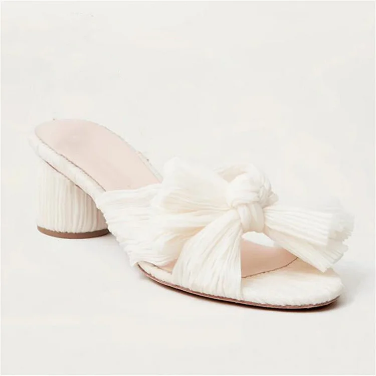 Bow Knot Chunky Heel Wedding Sandals  Stunahome.com