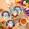8pcs Cartoon DIY Diamond Painting Wooden Coasters Kits with Holder (Santa Claus)