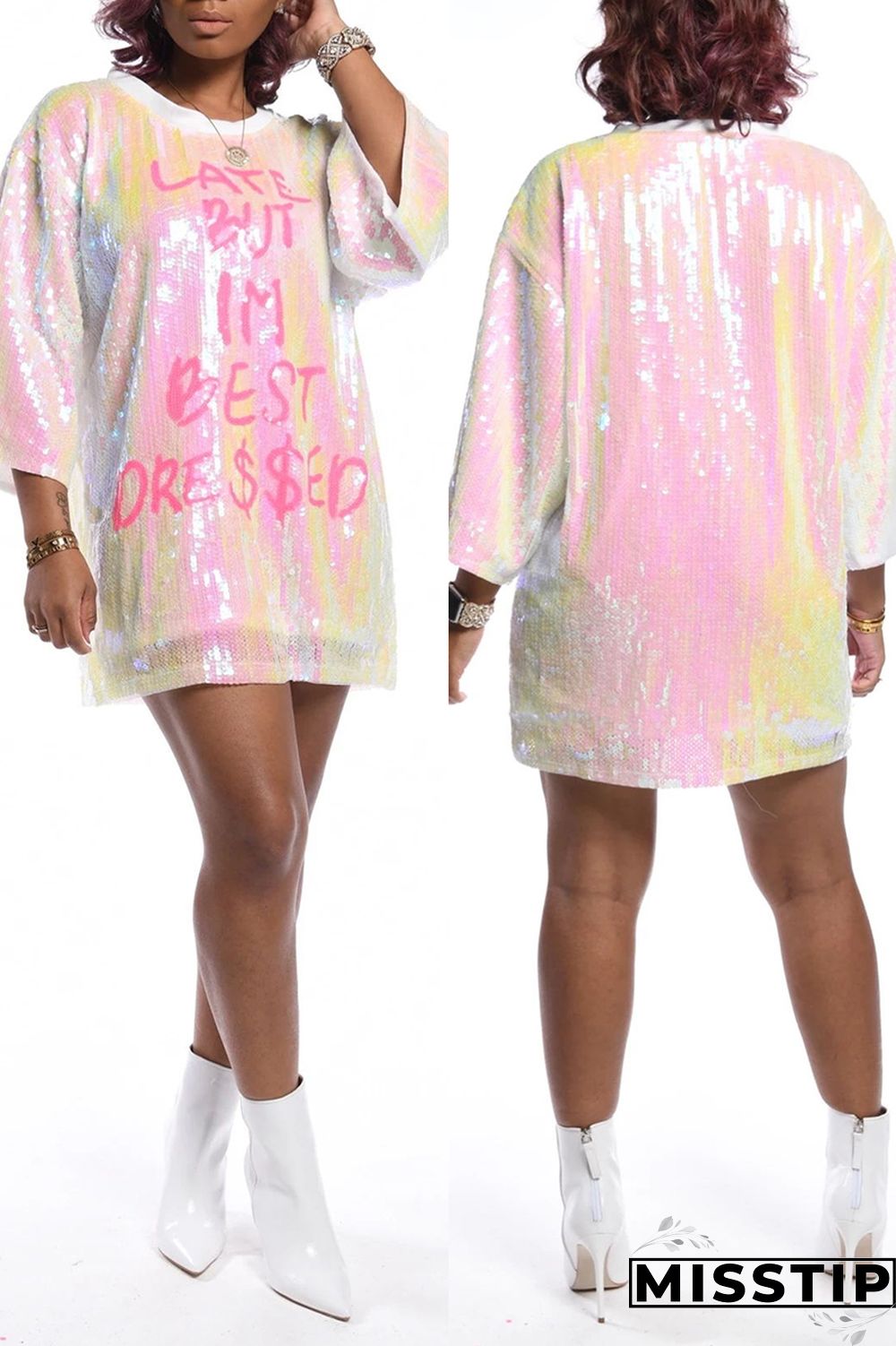 Blue Casual Sexy Letter Offset Hip Dress