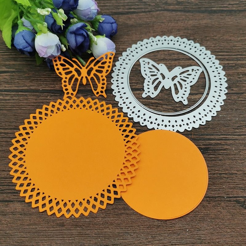 Round Butterfly background Metal Cutting Dies Stencils For DIY Scrapbooking Decorative Embossing Handcraft Die Cutting Template