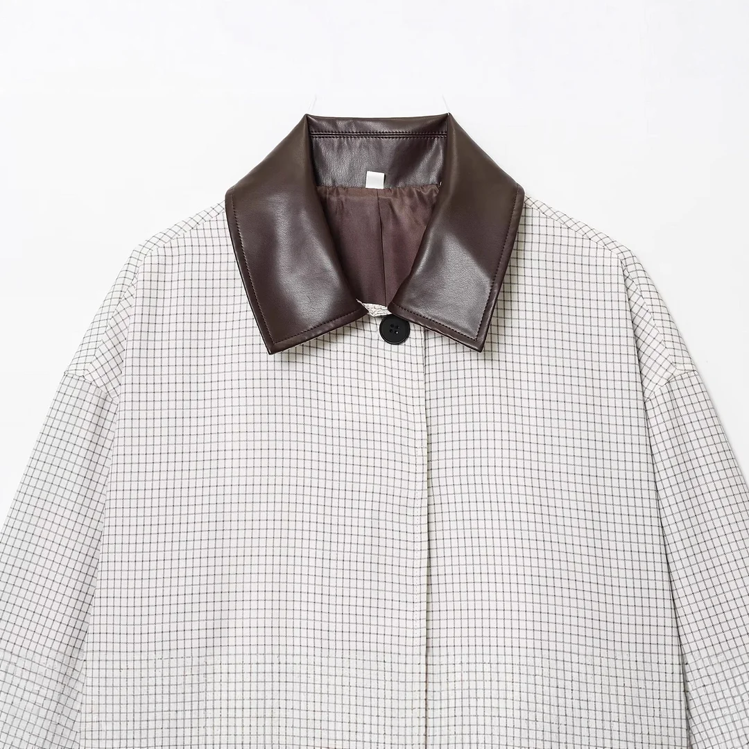 Nigikala Nigikala Women's Clothing Explosion Fashion Casual Leather Collar Short Wind Coat