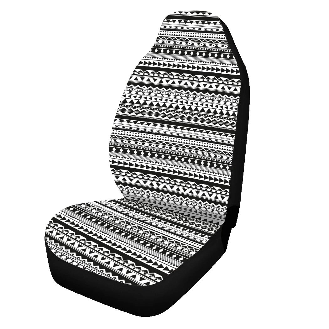 Black and White Boho Pattern Front Car Seat Covers. 5-Seater Set Protector Car Mat Covers, Fit Most Vehicle, Cars, Sedan, Truck, SUV, Van