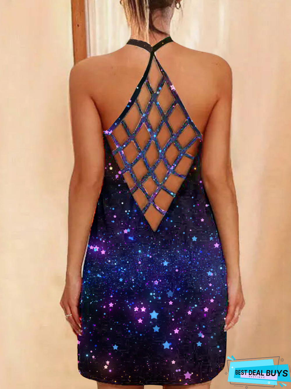 New Printed Sexy Hollow Neck Slim Dress Women In Summer