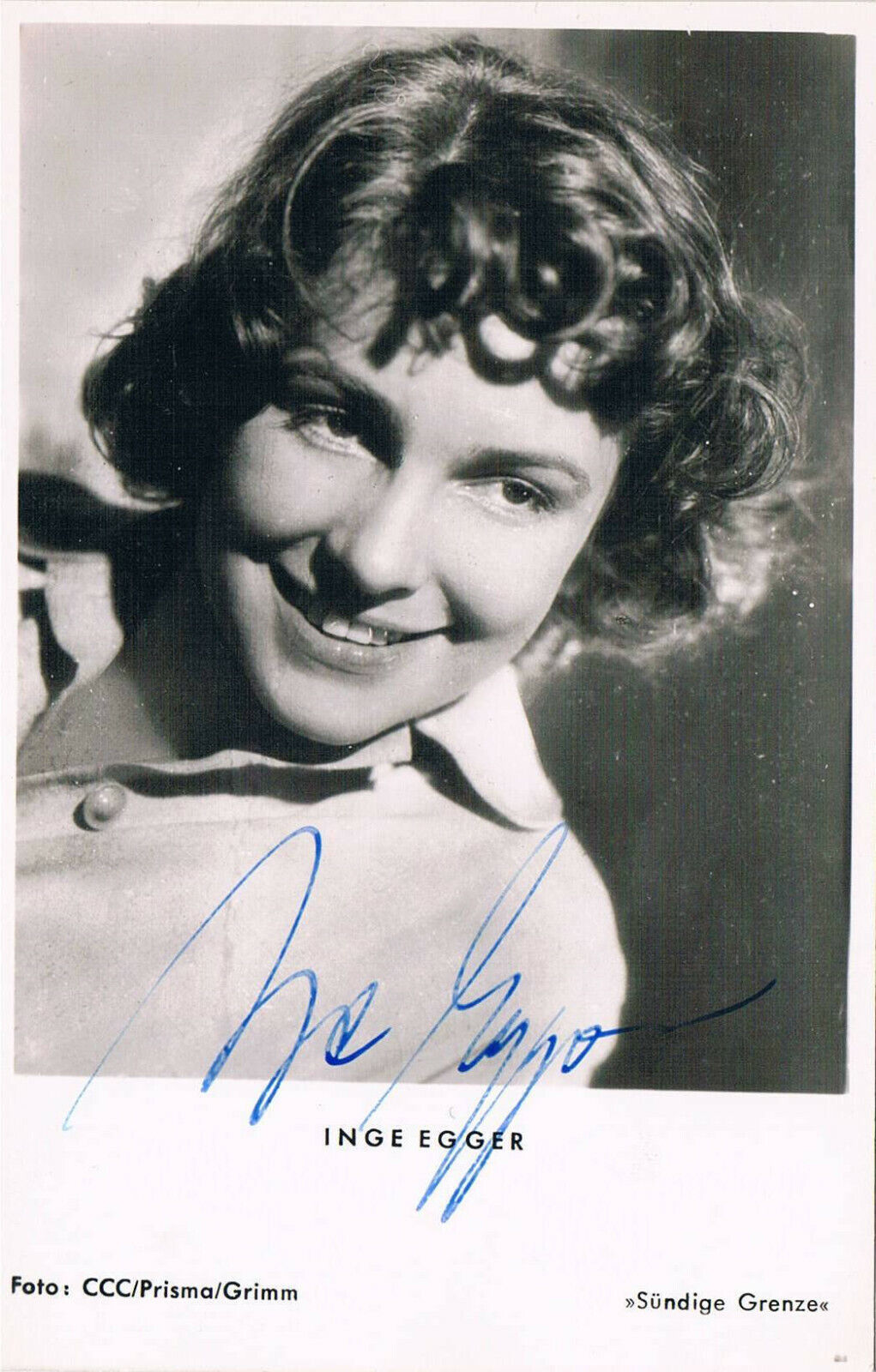 Inge Egger 1923-76 autograph signed postcard Photo Poster painting 3.5x5.5