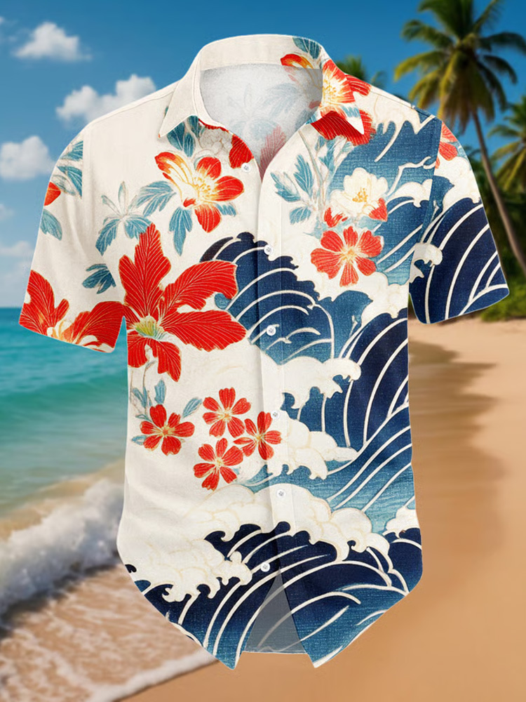 Men's Hawaiian Japanese Art Print Shirt