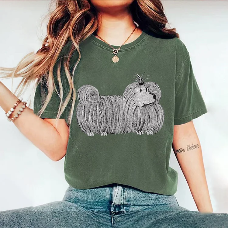 Cute Puppy Dogs Print Short Sleeve T-Shirt