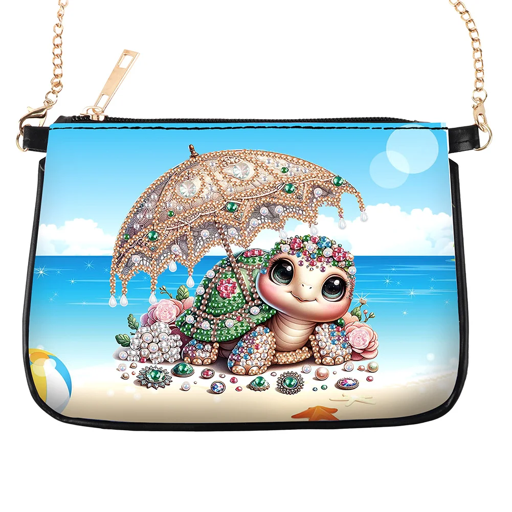 Beach Turtle Diamond Painting Coin Chain Purse 5D DIY Diamond Handmade Chain Bag