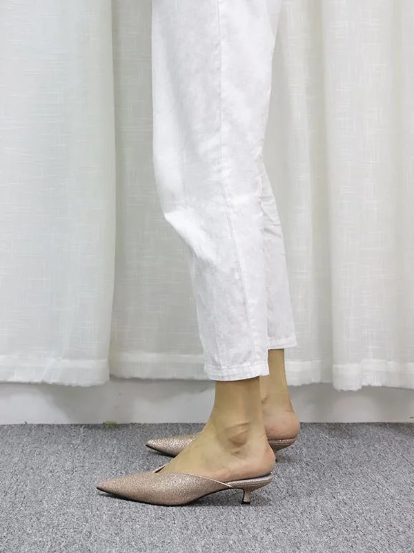 Sexy trendy pointed low heel women's shoes