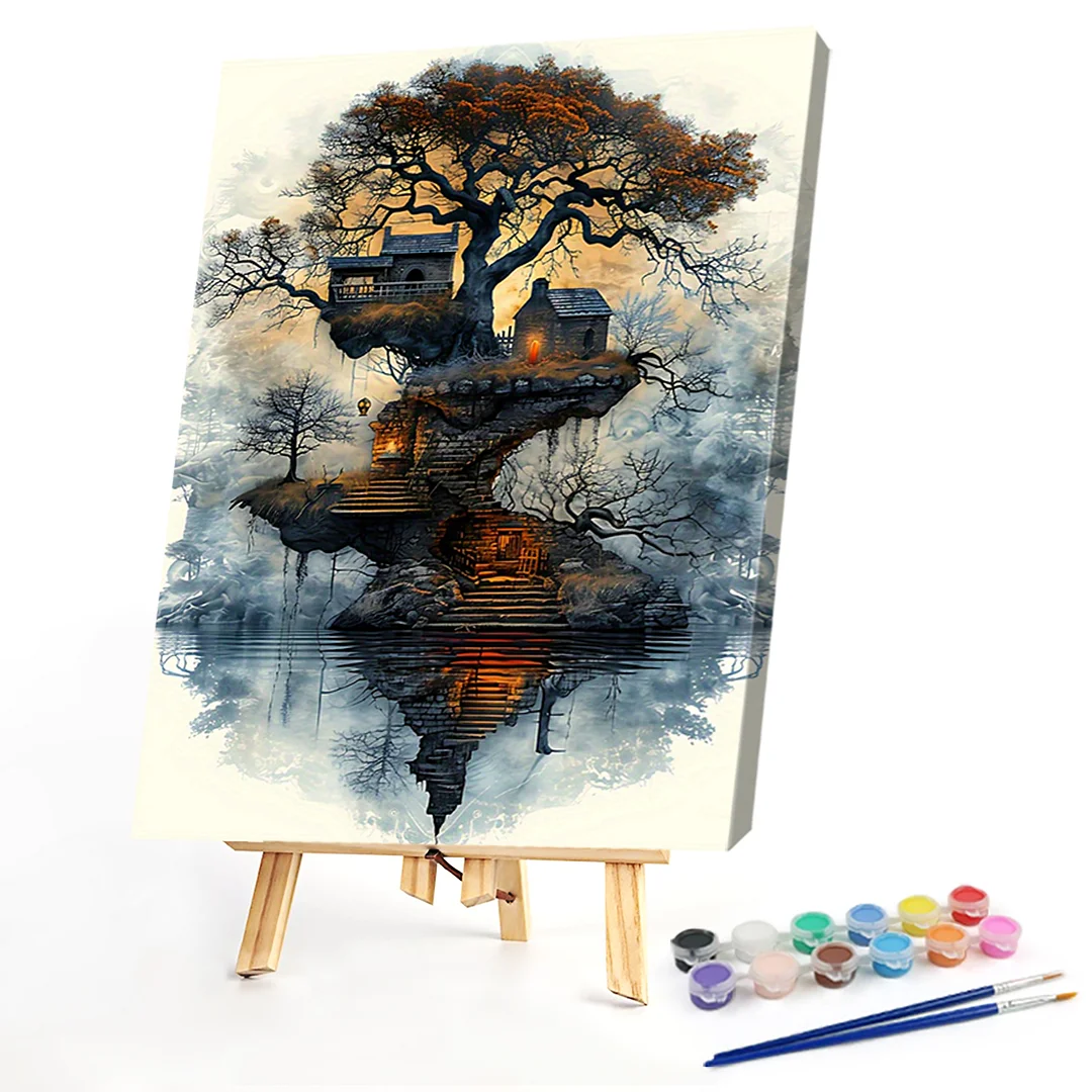 Treehouse DIY Paint By Numbers Kit on Canvas 40x50cm Without Frame Paint by Numbers Kits Drawing Paintwork for Beginners Adults Gift Home Wall Decor