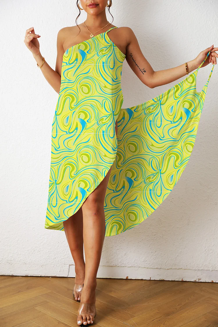 Plus Size Beach Green All Over Print Cover Up  Flycurvy [product_label]