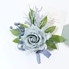 10PCS Blue Wedding Catering Bridal Groom Guests Corsage Boutonniere Wrist Artificial Flower Bouquets