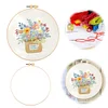 Flowers-DIY Embroidery Kit with Pattern Cotton Threads Needles Hoop 30*30cm/11.8*11.8in