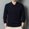 Long-sleeved casual lapel all-match thin POLO sweater