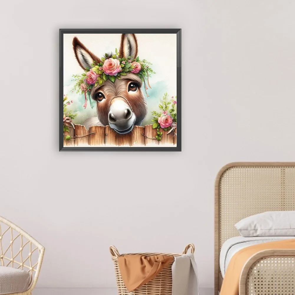 Diamond Painting - Full Round Drill - Flower Donkey(Canvas|30*30cm)