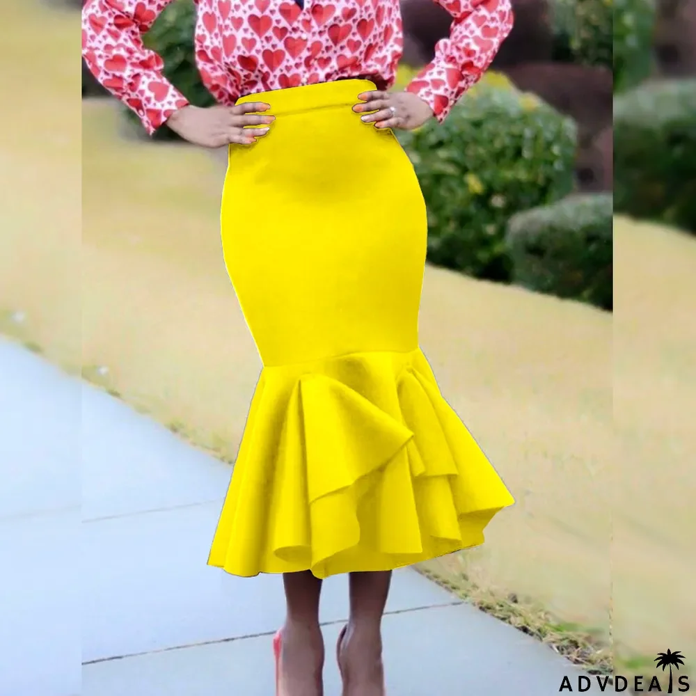 Fall High Waist Comfort Skirt Career Slim Fit Fishtail Bustskirt