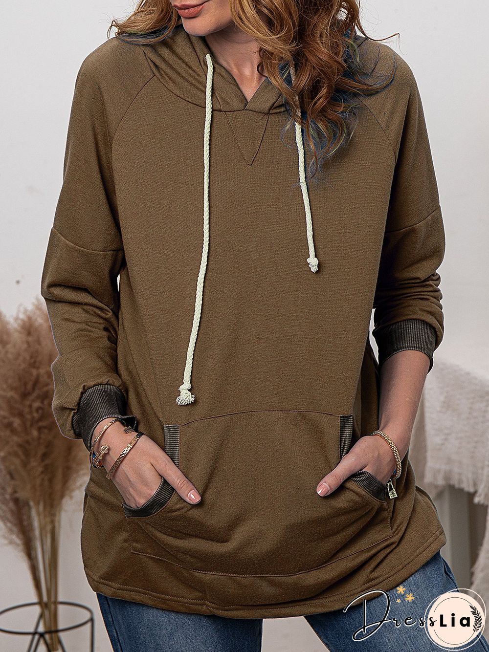 Grey Casual Hoodie plus size Sweatshirts