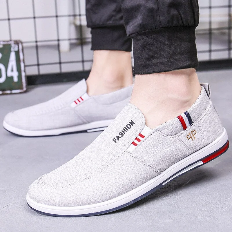 Man Sneakers Summer Canvas Loafers Slip On Shoes Men Casual Shoes Driving Flats Black Mocassin Homme Male Shoes Adult