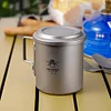 450ml Titanium Cup with Foldable Handles Lightweight Water Cup for Backpacking Camping Fishing
