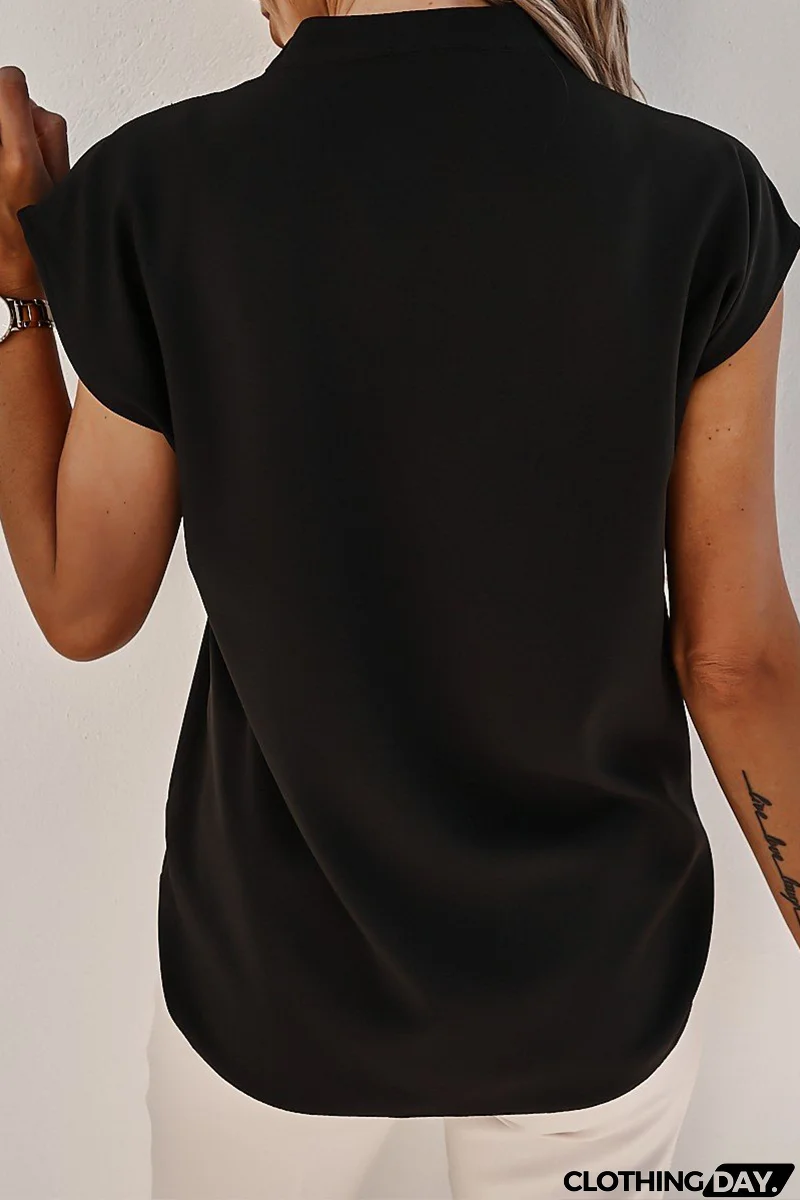 Casual Solid Split Joint V Neck T-Shirts(3 Colors)