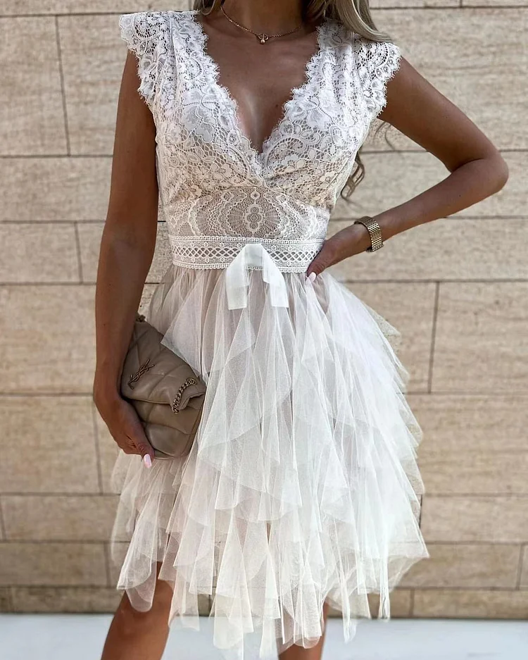 Elegant Hollow Out Female Party Dress
