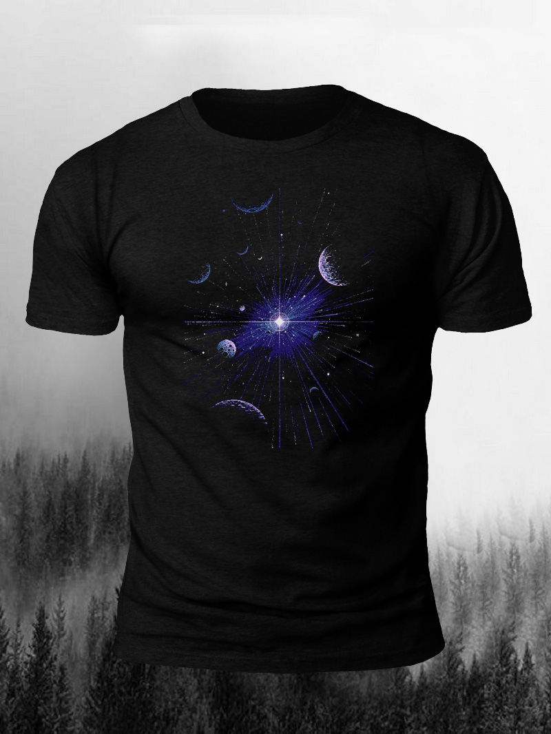 Men's Planet Radiation Print Casual Short Sleeve T-shirt