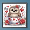 Owl in Coffee Cup - Crystal Rhinestone Diamond Painting