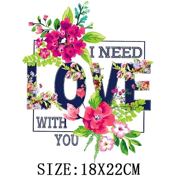 Beautiful Flowers Thermal Sticker On T-shirt DIY Washable Patches On Clothes Funny Design Iron On Transfer For Hoodies Bag Decor