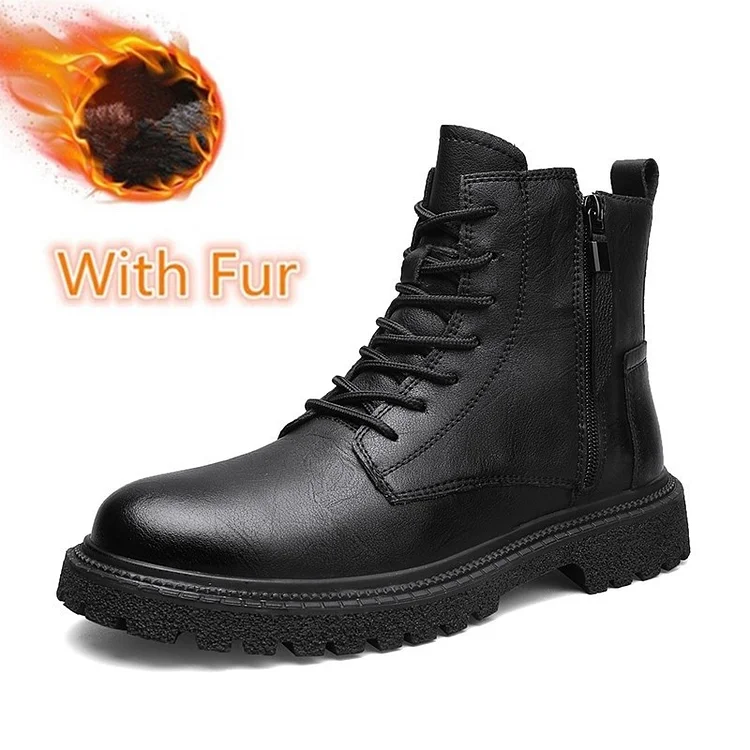 Damulin Winter Plush Tooling Boots Soft  Adulto Male Shoes Footwear Boots Casual Leather Fashion Flat Shoes for Man