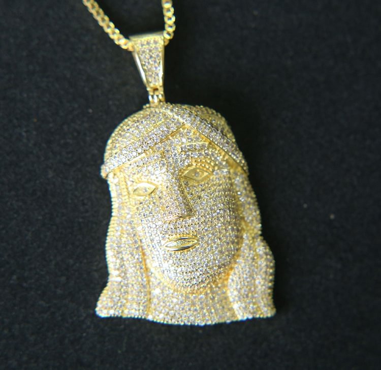 Big Jesus Pendant Christ Piece Head Necklace Iced Out Jewelry